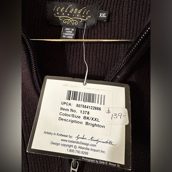 NWT ICELANDIC DESIGN Black 3/4 Mock Turtleneck 100% Cotton Ribbed HIP ZIP XXL - Picture 8 of 16